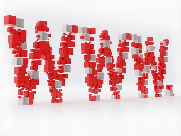 Www 3D-Buchstaben aus Würfeln isoliert über weiß — Stockfoto