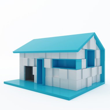 beyaz blok yapılmış 3d ev