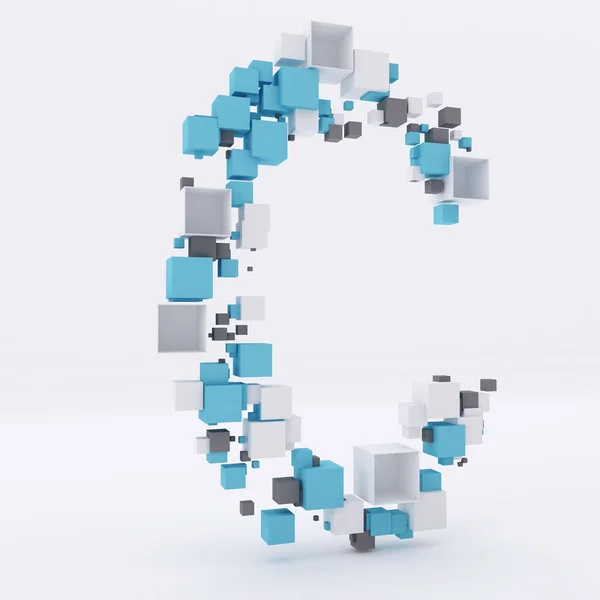 3D letter C build out of cubes — Stock Photo, Image