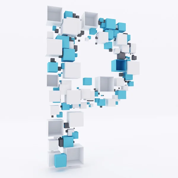 3D letter P build out of cubes — Stock Photo, Image