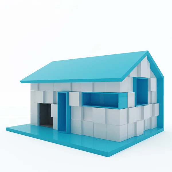 Casa 3D fatta di blocco bianco — Foto Stock