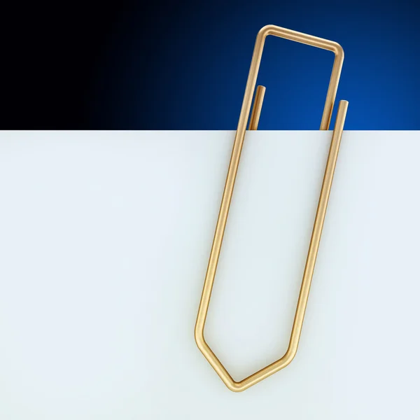 Golden Clip with White Paper — Stock Photo, Image