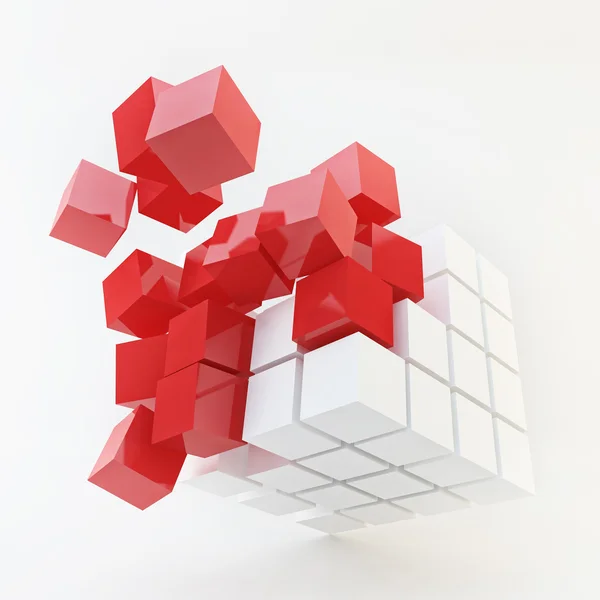 Explosion Cube Red Pattern — Stock Photo, Image