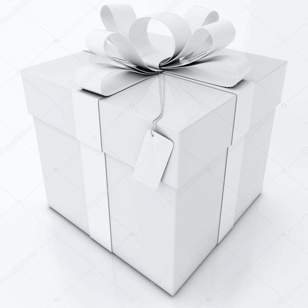 White Gift Box on White Background