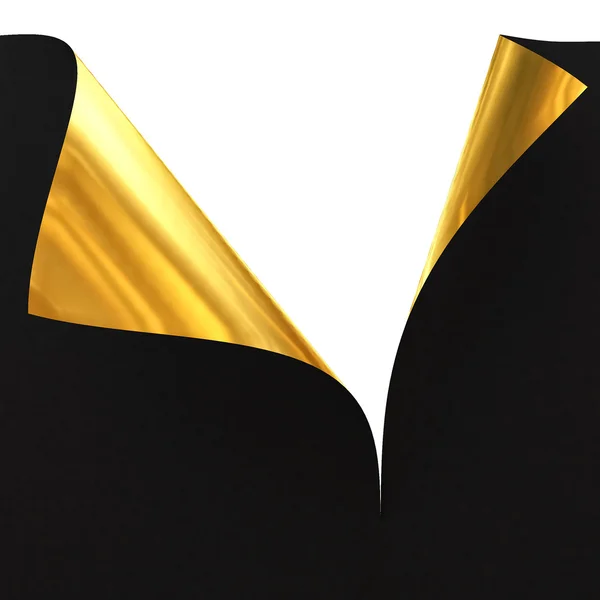 2 両面材料と空の紙シート, ブラックとゴールドのイラスト — ストック写真