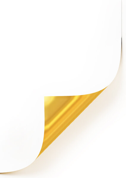 Пустой лист бумаги с двухсторонними материалами, белой и золотой иллюстрацией

