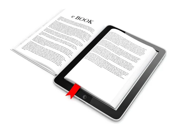 Business c-Book Paper su tablet. Concetti di dispositivo mobile 3D. isolato su sfondo bianco — Foto Stock