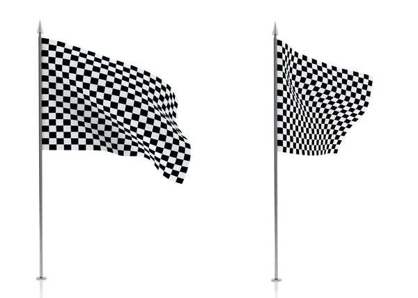 Checkered flag na białym tle — Zdjęcie stockowe