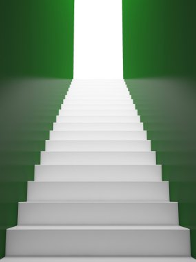 Beyaz merdiven çıkmak, yeşil duvarlar için