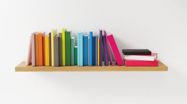 beyaz duvar rengi kitap ile raf kavramı, render