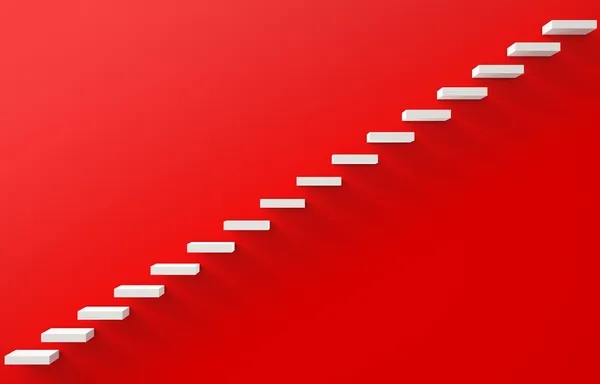 A piros falon nyújtott lépcsők — Stock Fotó