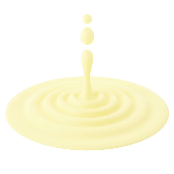 Goccia liquida, crema gialla isolata su fondo bianco — Foto Stock