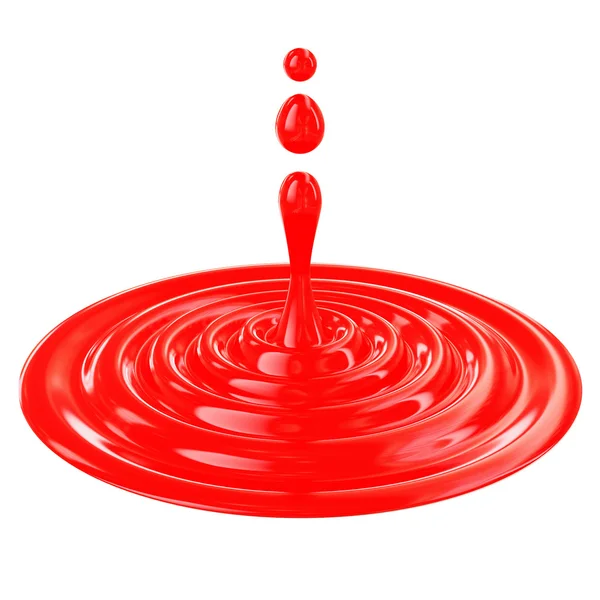 Goutte liquide, couleur rouge isolé sur fond blanc — Photo