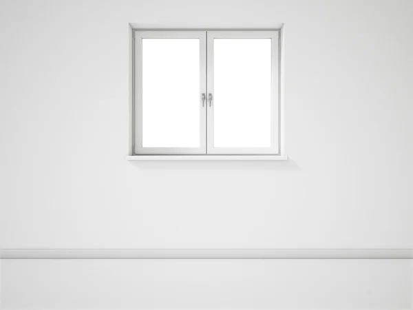 Ventana blanca vacía en la pared blanca — Foto de Stock