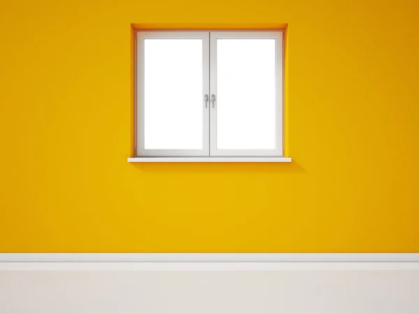 Empty White Window on Yellow Wall — Stock Photo, Image