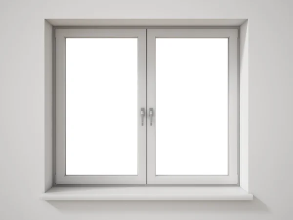 Ventana blanca vacía en la pared blanca — Foto de Stock