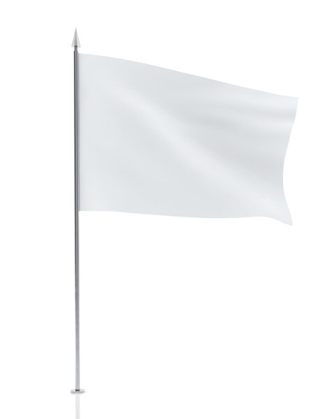 White Flag Isolated on White Background Stock Photo