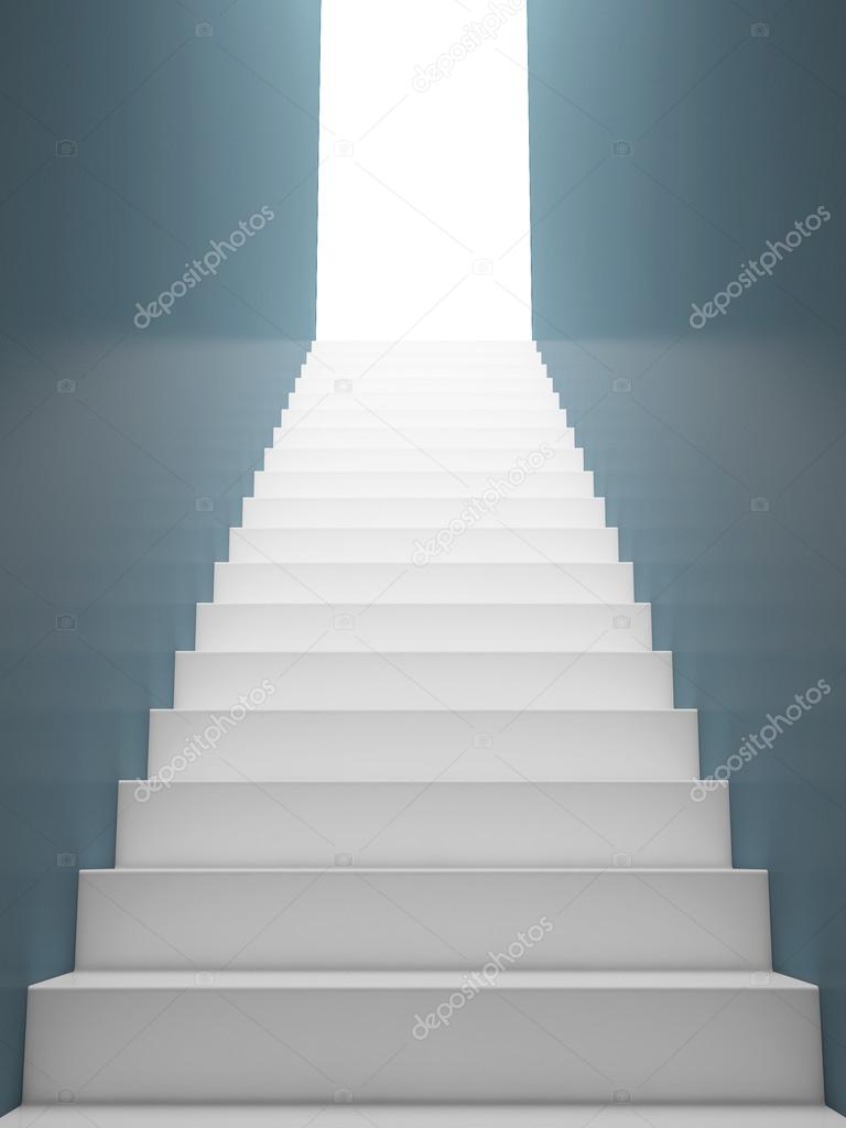 White Staircase to the Exit, Blue Walls