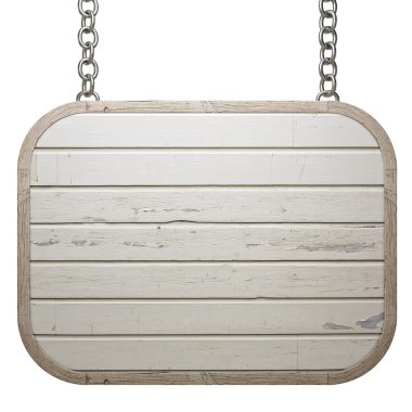 beyaz zemin üzerine fileto kenar yönetim kurulu izole zinciri üzerinde ahşap tabela