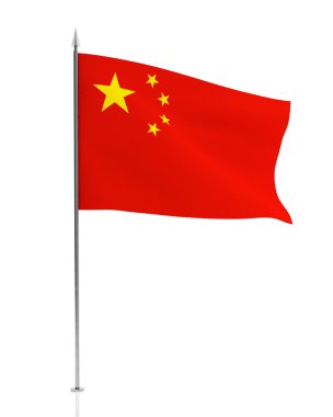 Çin bayrağı beyaza izole edildi