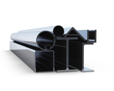 beyaz zemin üzerine parlak metal profil kapatın