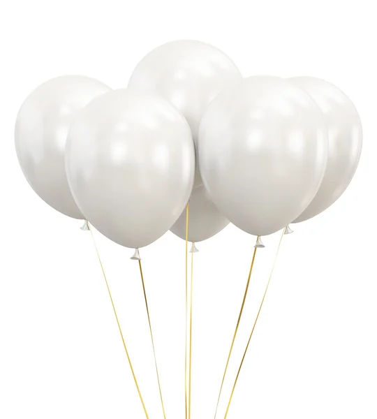 Balões brancos isolados em fundo branco — Fotografia de Stock