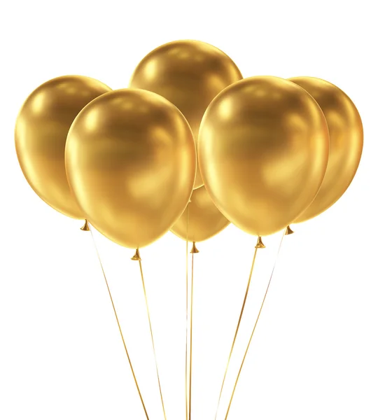 Goldene Luftballons isoliert auf weißem Hintergrund — Stockfoto