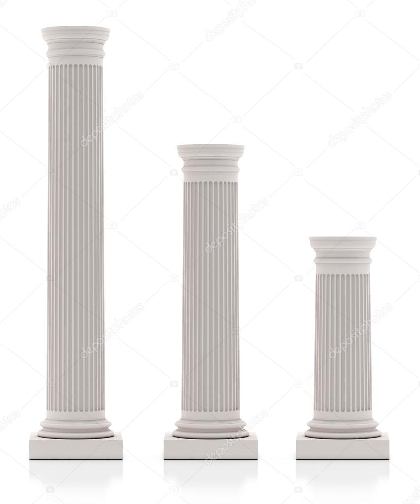 Historical Column, Three Size, Isolated on White