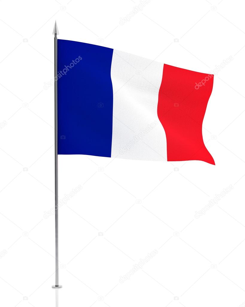 French Flag Isolated on White Background