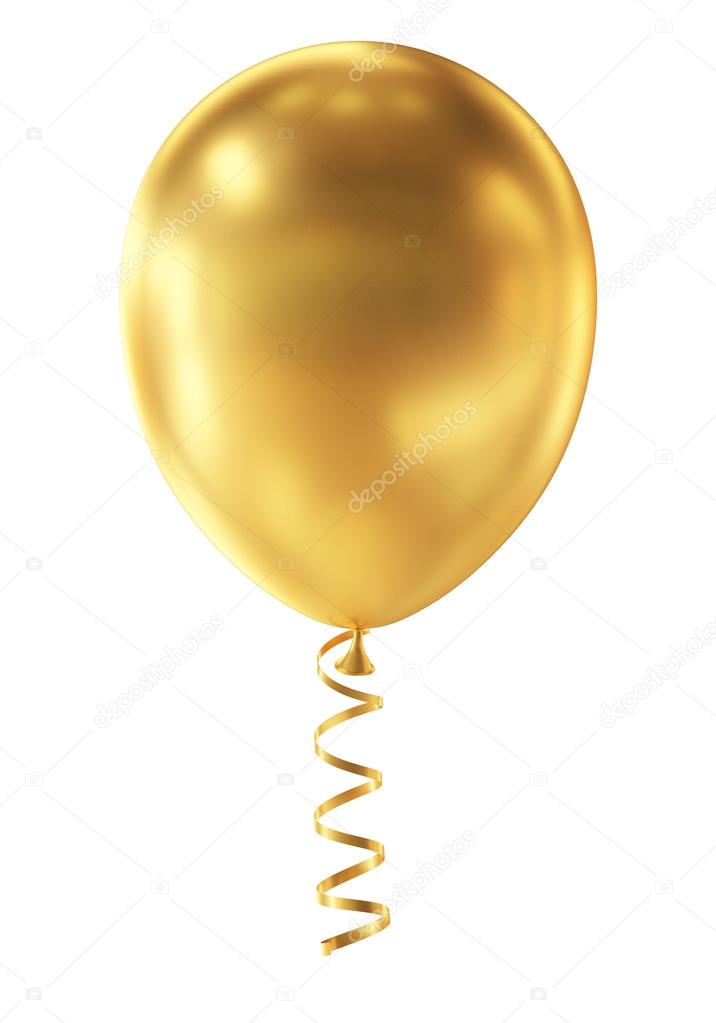 Golden Balloon isolated on White Background