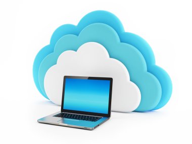 arka plan beyaz bulutlar konsept dizüstü bağlantı üzerinde bilgi işlem