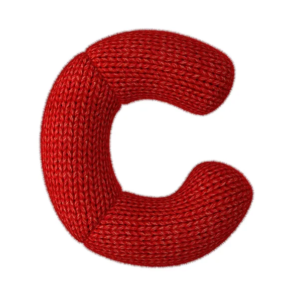 Letter C Made of Wool Knit Isolated on White Background — Stock Photo, Image