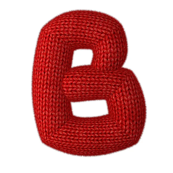 Letter B Made of Wool Knit Isolated on White Background — Stock Photo, Image