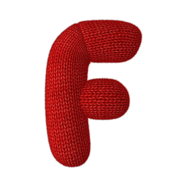 Letter F Made of Wool Knit Isolated on White Background — Stock Photo, Image