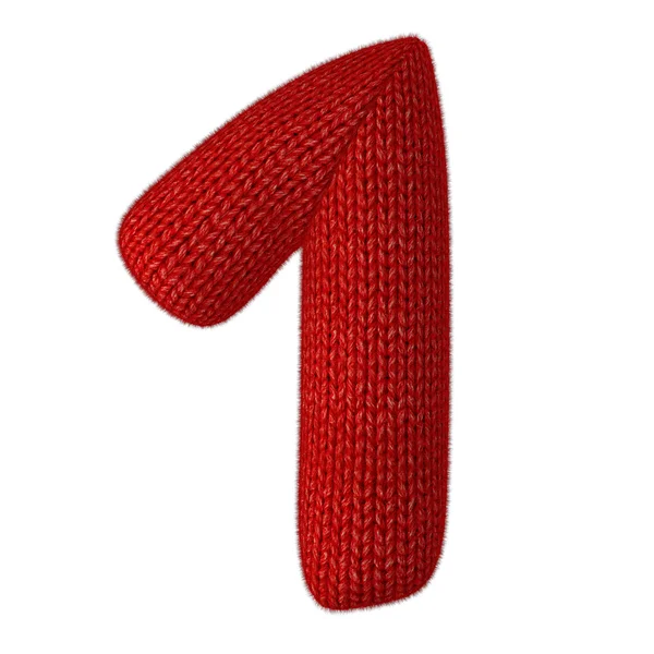 Number One Made of Wool Knit Isolated on White Background — Stock Photo, Image