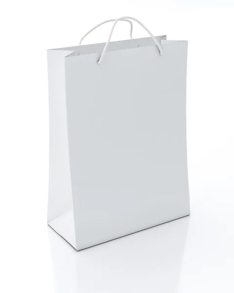 Saco de compras branco isolado no fundo branco — Fotografia de Stock