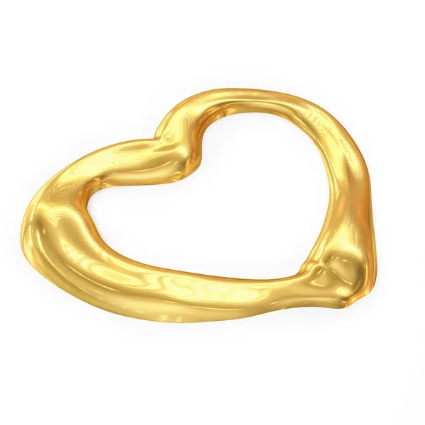 Oro a forma di cuore isolato su sfondo bianco — Foto Stock