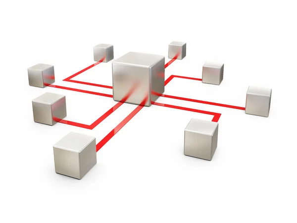 Концепция сетевой коммуникации на белом фоне. Red Connection — стоковое фото