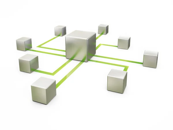 Concetto di comunicazione di rete su sfondo bianco,. Connessione verde — Foto Stock