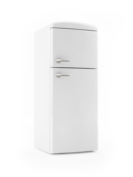 Retro White Refrigerator on White background