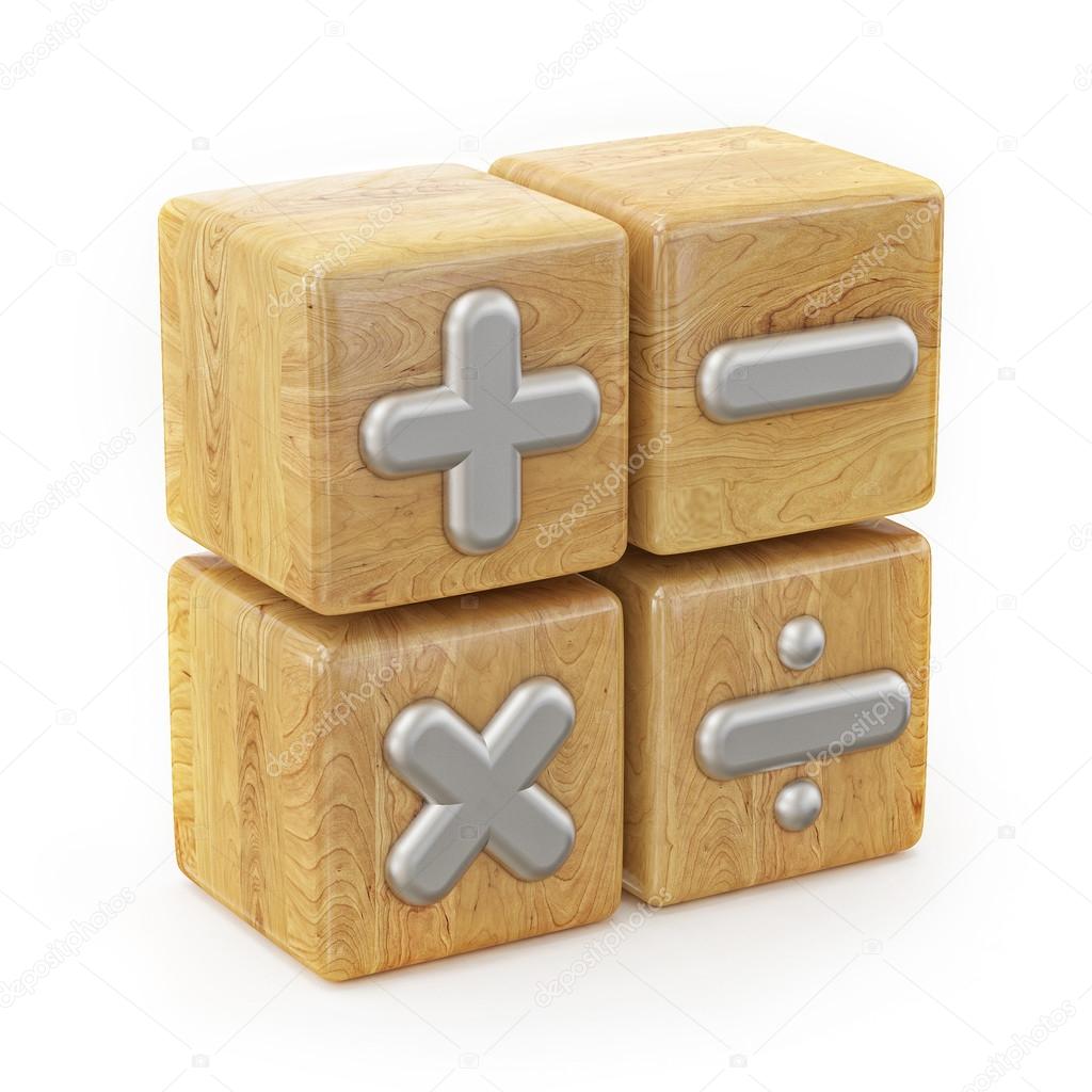 Wooden Cube, Math Operations Signs