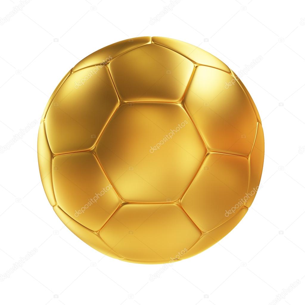 Golden Soccer Ball Isolated on White Background