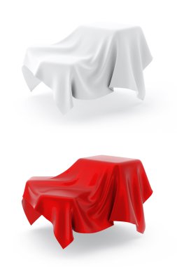 Box Covered with cloth. 3d illustration on white background clipart
