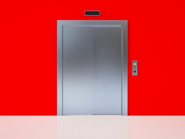 kırmızı duvar kapalı kapı ile modern Asansör