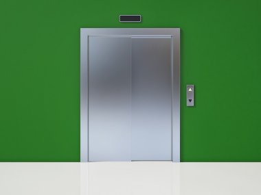 yeşil duvar kapalı kapı ile modern Asansör