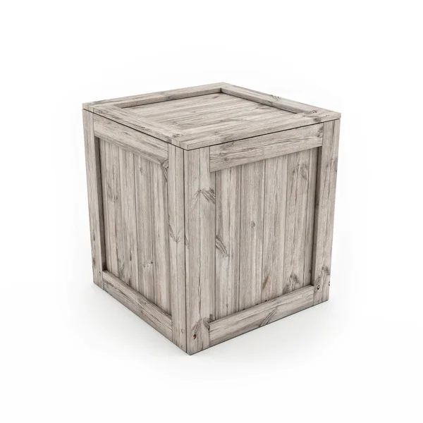 Wooden Crate Isolated- on White Background — Stock Photo, Image