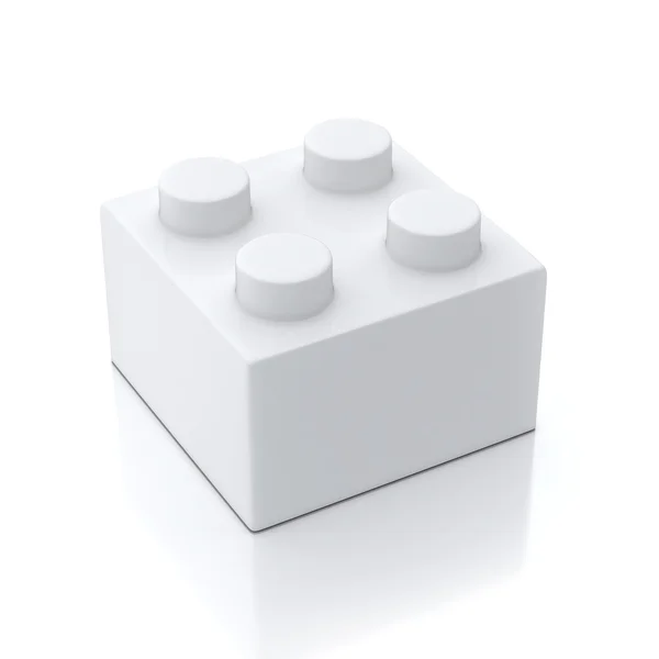 Einzelner weißer Baustein isoliert auf weißem Hintergrund — Stockfoto