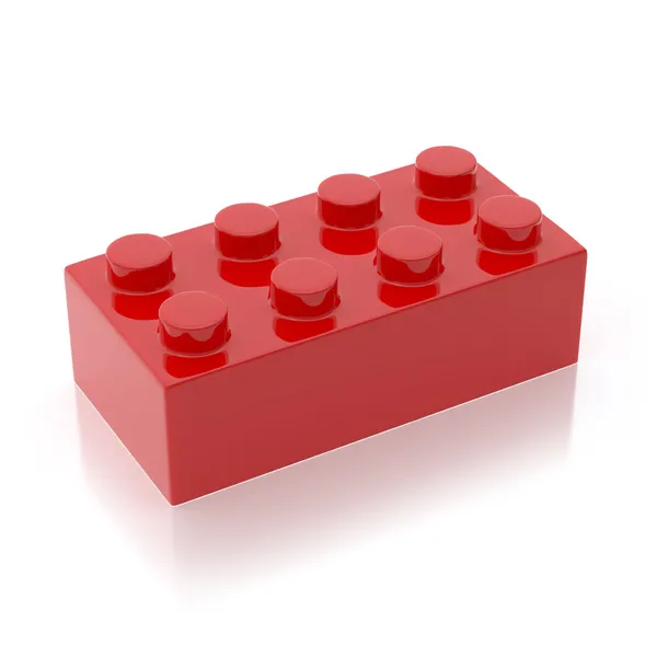 Single Red Building Block Isolated on White Background — Stock Photo, Image