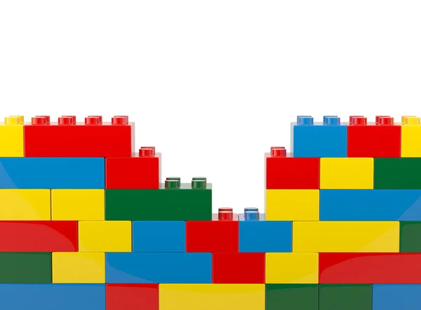 Wall Made of Plastic Blocks Isolated ob White Background — Stock Photo, Image
