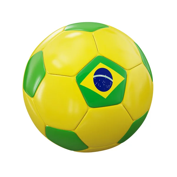 Fotboll Fotboll med brasiliansk flagga — Stockfoto